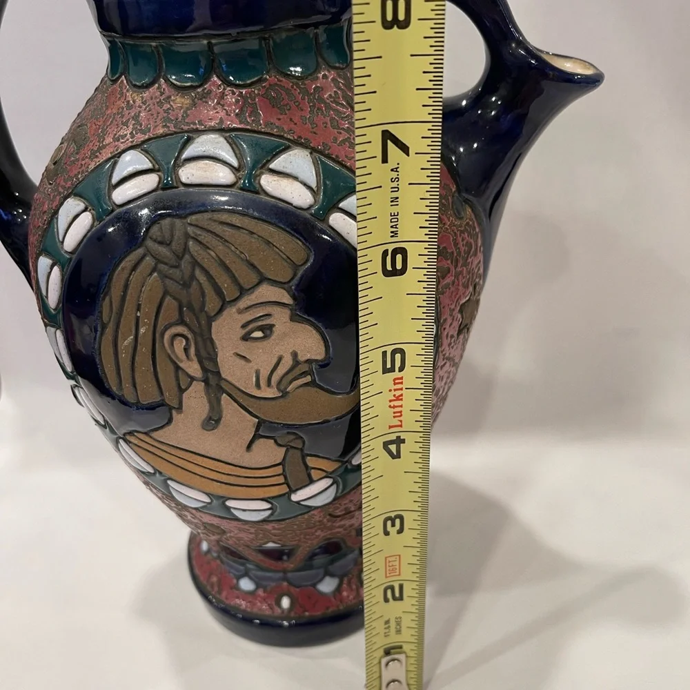 Antique Amphora ceramic vase Egypt art deco nouveau Czechoslovakia Marked Signed - Picture 15 of 16